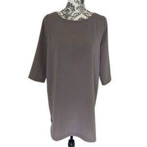 Oak  Fort Shirt Dress Dove Grey Three Quarter Sleeves Scoop Neck size Small